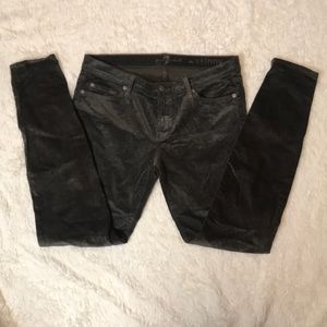 7 Jeans: Skinny Velvet- Green w Silver Sparkle